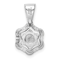Sterling Silver Polished Rhodium-plated CZ Flower Pendant