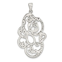 Sterling Silver Polished CZ Floral Pendant