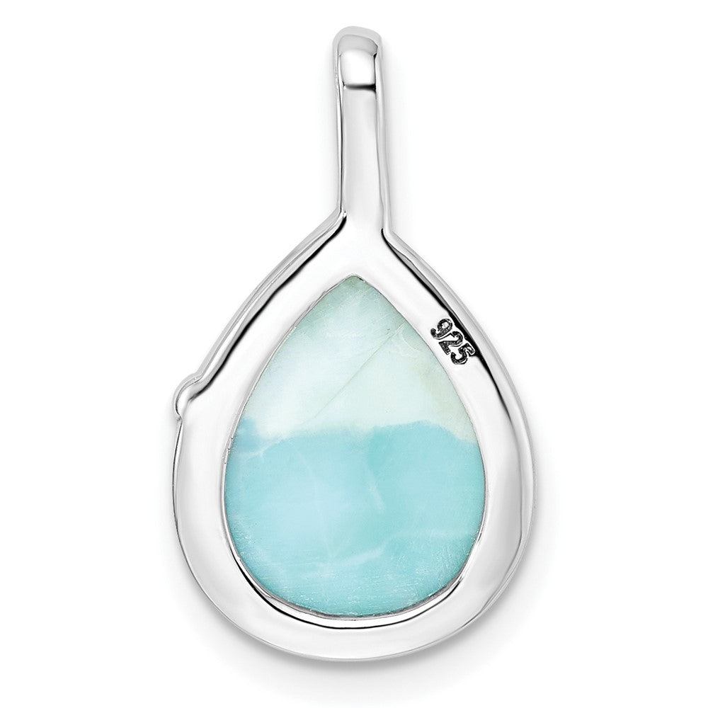 Sterling Silver Rhodium-plated Polished Pear Shape Larimar Twist Pendant