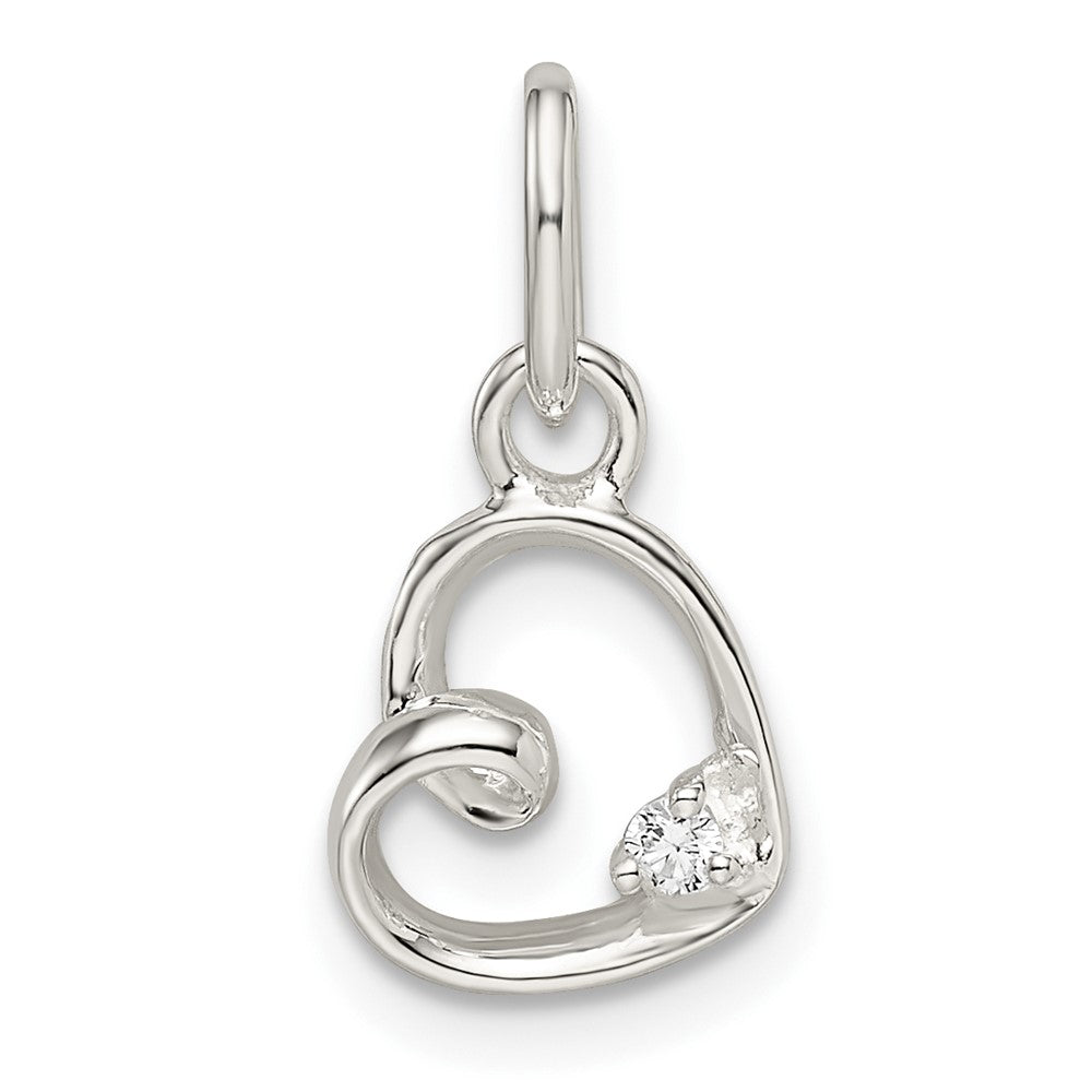 Sterling Silver CZ Heart Pendant