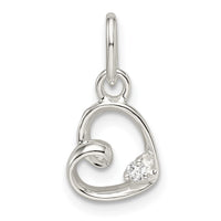 Sterling Silver CZ Heart Pendant