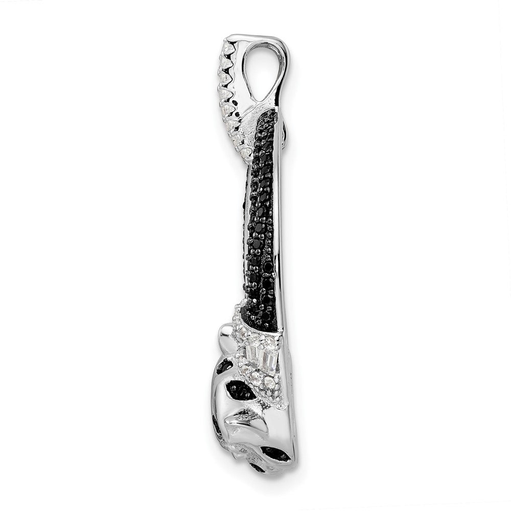 Sterling Silver Rhodium-plated Polished CZ Double Cheetah Head Pendant