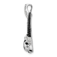Sterling Silver Rhodium-plated Polished CZ Double Cheetah Head Pendant