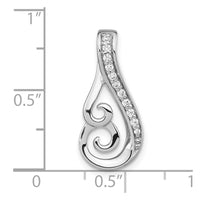 Sterling Silver Rh-plated Polished CZ Swirl Chain Slide