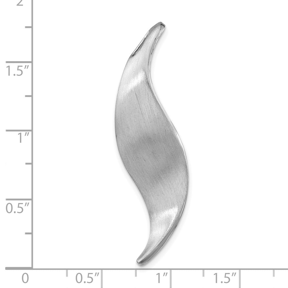 Sterling Silver RH-plated Brushed & Polished Curved Chain Slide