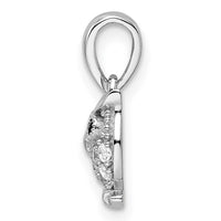 Sterling Silver Rhodium-plated Black & White CZ Owl Pendant