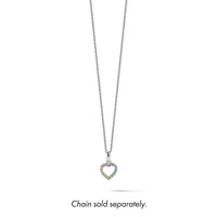 Sterling Silver RH-pltd Rainbow Nano Crystal Open Heart Petite Pendant
