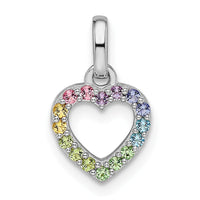 Sterling Silver RH-pltd Rainbow Nano Crystal Open Heart Petite Pendant