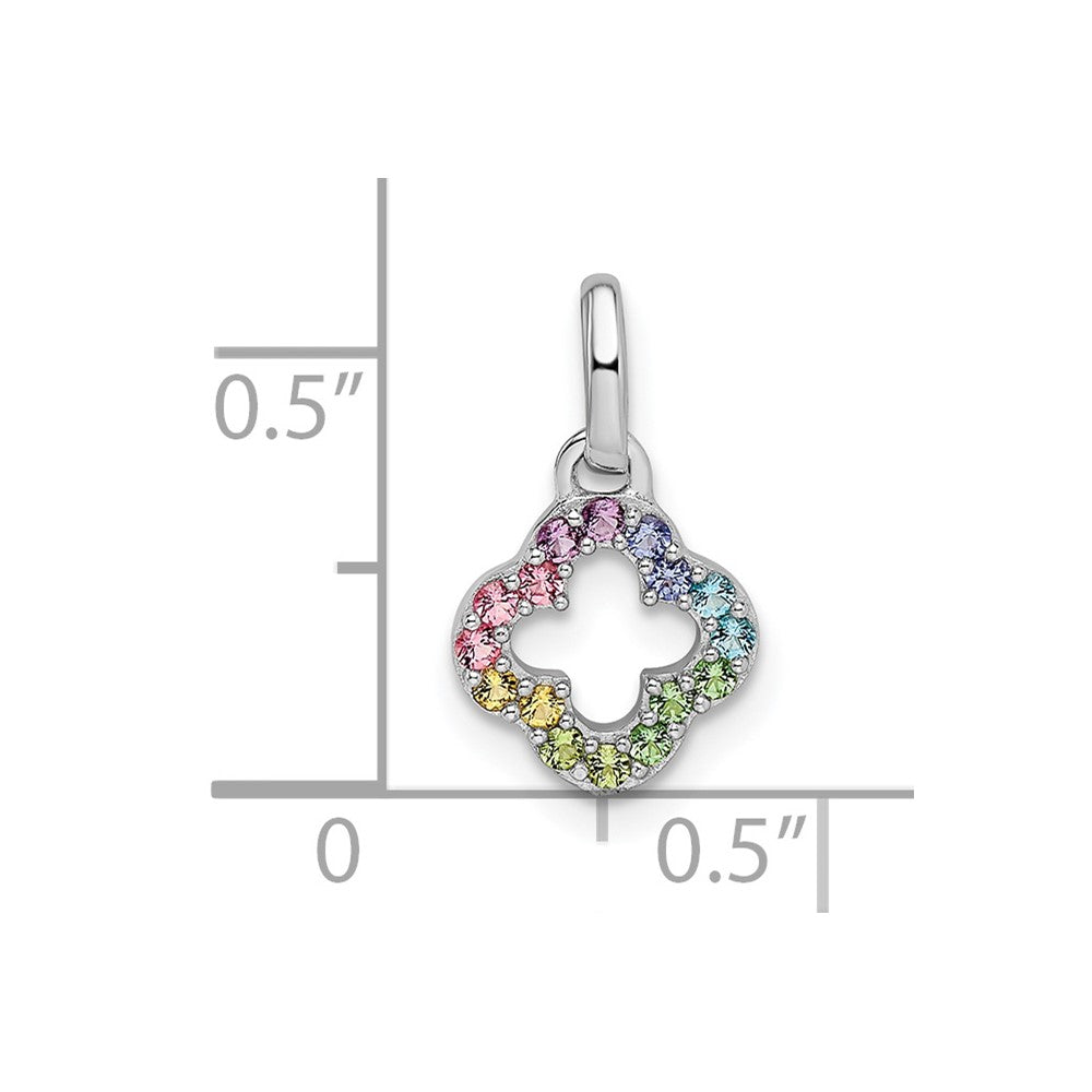 Sterling Silver RH-plated Rainbow Nano Crystal Clover Petite Pendant