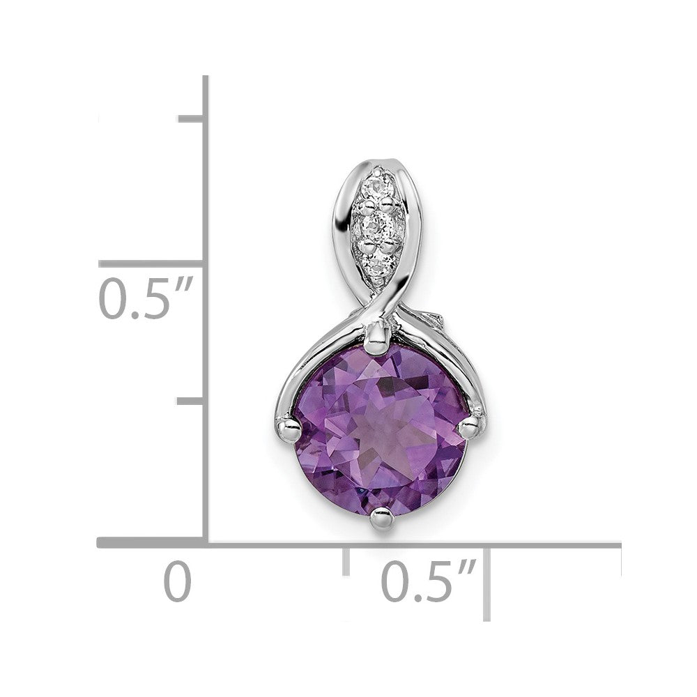 SS Rhod-plated Circle 1.86tw Amethyst/White Topaz Pendant