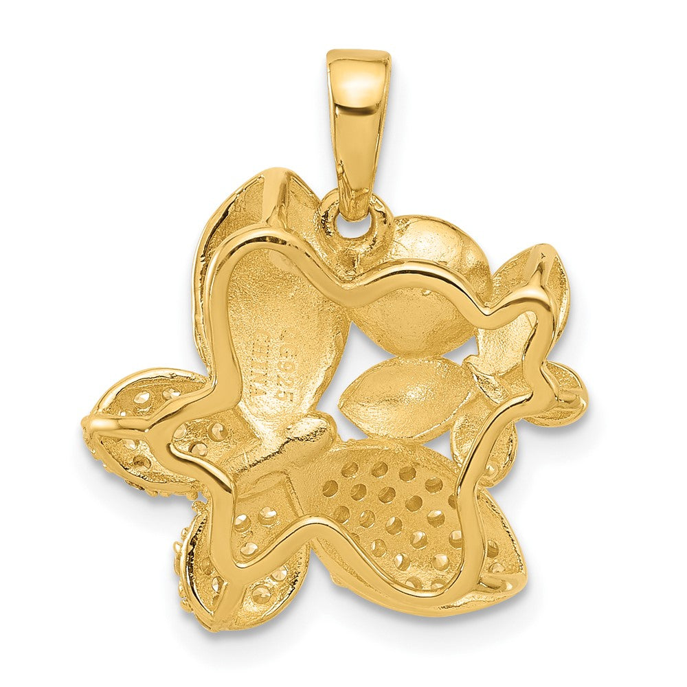 Sterling Silver Gold-plated FWC Pearl and CZ Butterfly Pendants