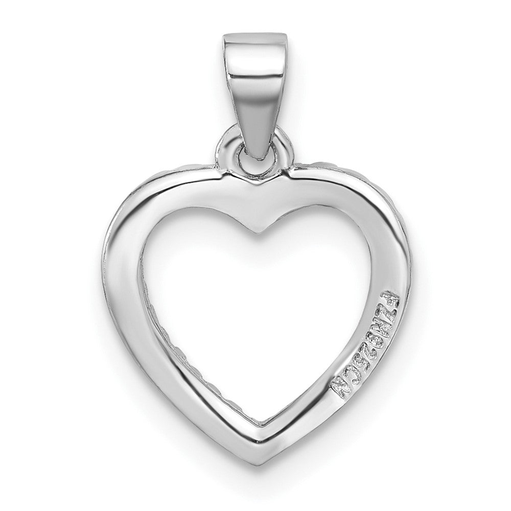 Sterling Silver Rhodium-plated CZ Heart Pendant