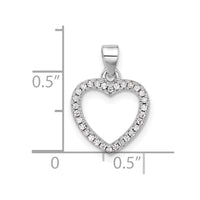 Sterling Silver Rhodium-plated CZ Heart Pendant