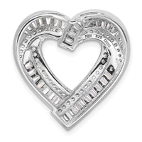 Sterling Silver Rhodium-plated CZ Heart Chain Slide Pendant