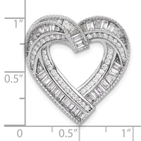 Sterling Silver Rhodium-plated CZ Heart Chain Slide Pendant