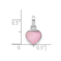 Sterling Silver Rhodium-plated Pink Mother of Pearl Heart Pendant