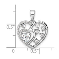 Sterling Silver Rhodium-plated CZ Heart Pendant