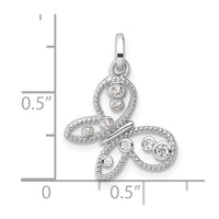Sterling Silver Rhodium-plated CZ Butterfly Pendant