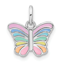 Sterling Silver RH-plated Pastel Enameled Dainty Butterfly Pendant