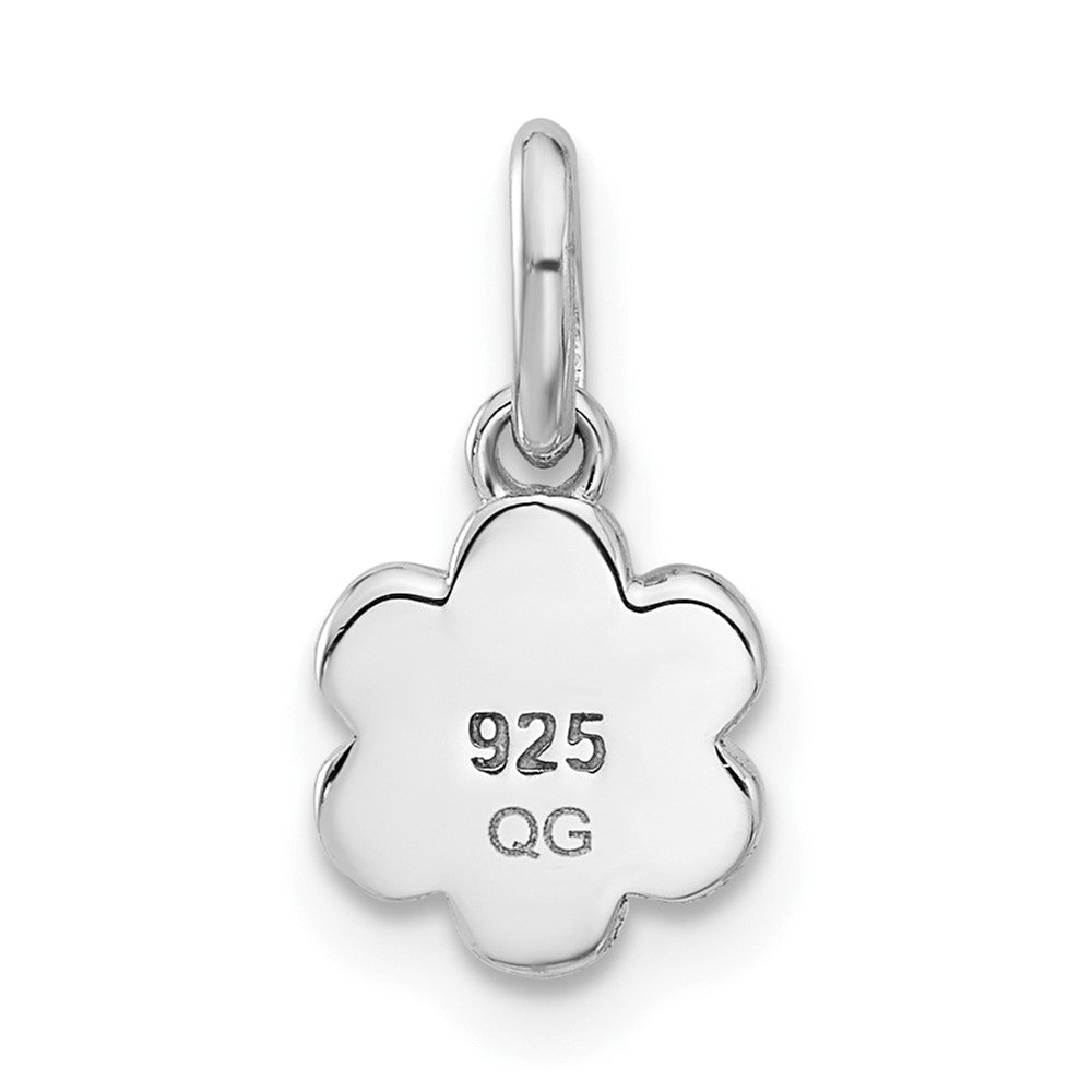 Sterling Silver RH-plated Blue & Yellow Enamel Flower Children's Pendant
