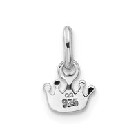 Sterling Silver RH-plated Pink Enameled Heart Crown Petite Pendant