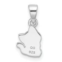 Sterling Silver Rhod-plated Multi-color Enameled Cat Petite Pendant