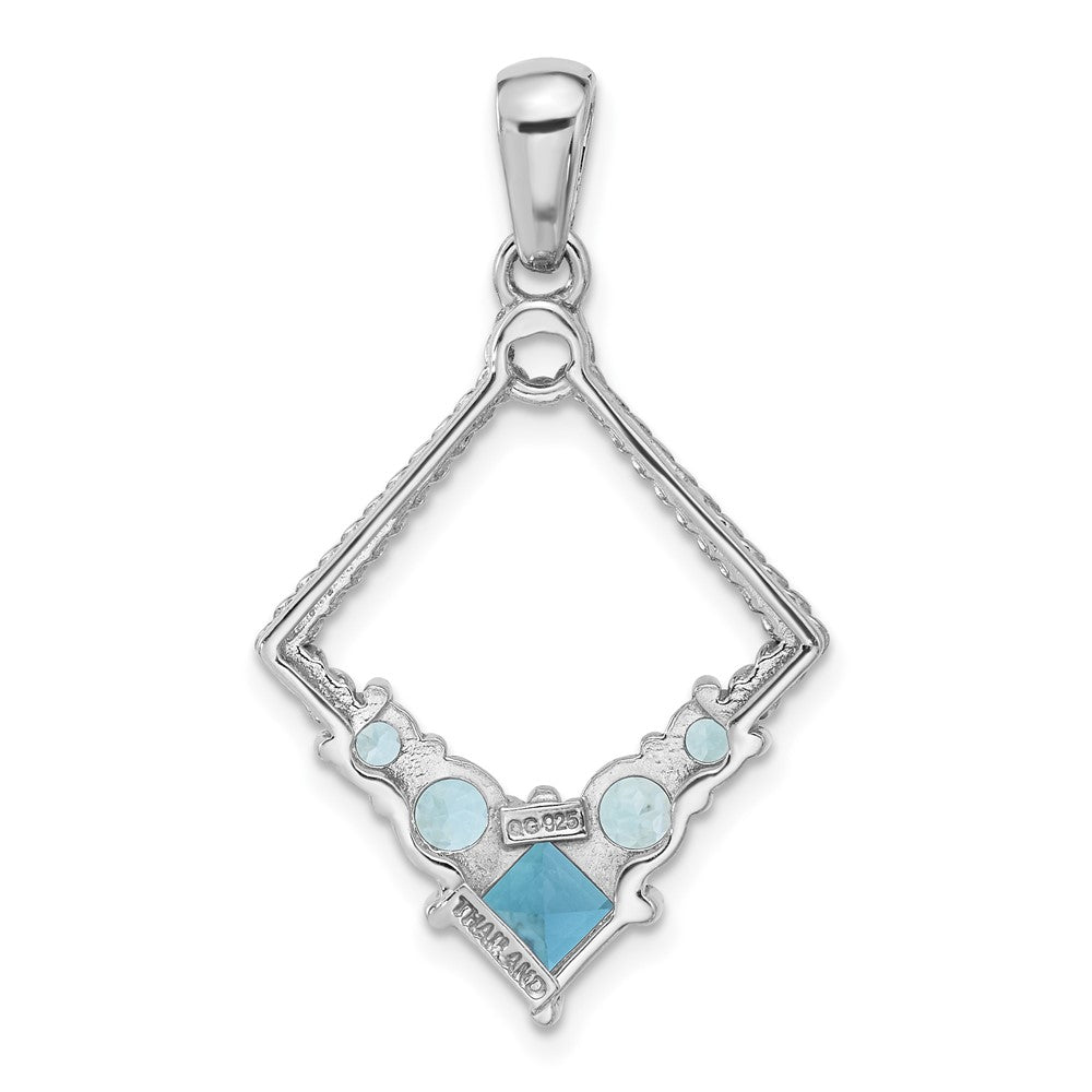 Sterling Silver Rhodium-plated London and Light Swiss Blue Topaz Pendant