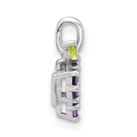 Sterling Silver Rhodium-plated Amethyst and Peridot Grapes Pendant
