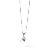 Sterling Silver Rh-plated Polished Blue Enamel Stingray Pendant