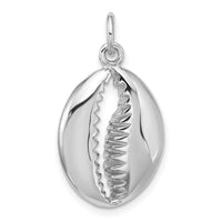 Sterling Silver Rh-plated Polished Cowrie Shell Pendant