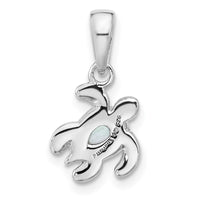 Sterling Silver RH-plated Antiqued MOP June Birthstone Turtle Pendant