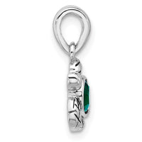 Sterling Silver RH-plated Antiqued Crystal May Birthstone Turtle Pendant