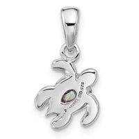 Sterling Silver RH-plated Antiqued Crystal Sep Birthstone Turtle Pendant