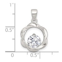 Sterling Silver Polished CZ Twisted Circle Pendant