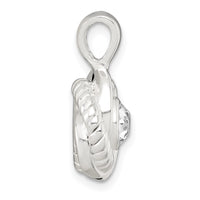 Sterling Silver Polished and Textured CZ Knot Pendant
