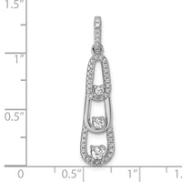 Sterling Silver Rhodium-plated CZ Dangle Pendant
