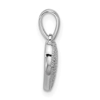 Sterling Silver Rhodium-plated Pave CZ Heart Pendant