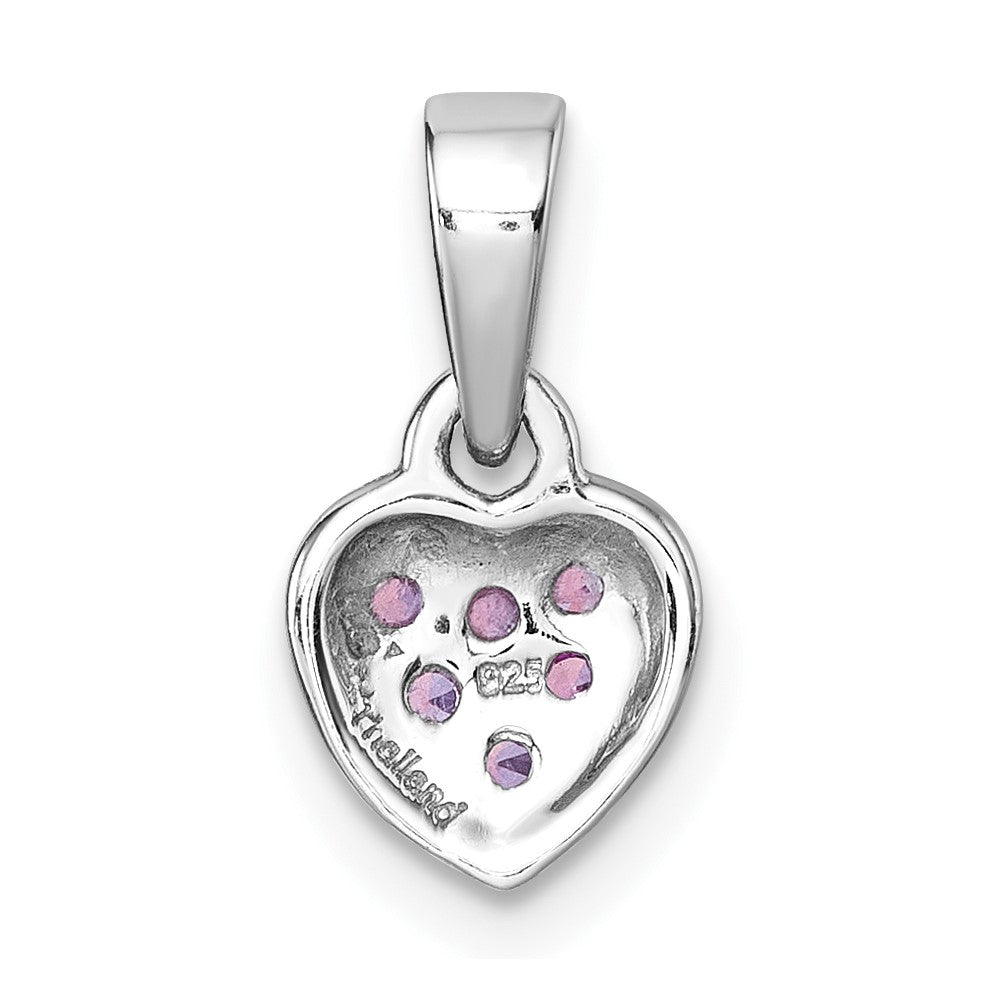 Sterling Silver Rhodium-plated Pink CZ Heart Pendant