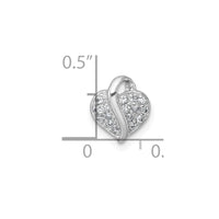 Sterling Silver Rhodium-plated Polished Petite Pave CZ Heart Pendant