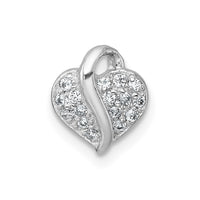 Sterling Silver Rhodium-plated Polished Petite Pave CZ Heart Pendant