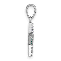 SS RH-pltd Rainbow Nano Crystals Star w/ Mini Star Dangle Pendant