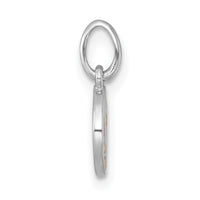 Sterling Silver RH-plated Polished Enamel Moon and Star Pendant