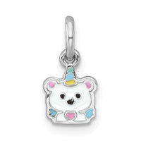 Sterling Silver Rhodium-plated Enamel Unicorn Polar Bear Pendant