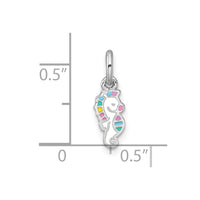 Sterling Silver Rhodium-plated Multi-color Enamel Seahorse Pendant