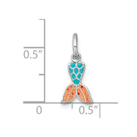Sterling Silver Madi K RH-plated Enamel Mermaid Tail Pendant