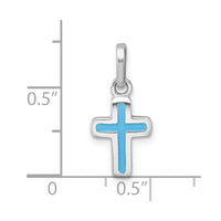Sterling Silver Rhodium-plated Enamel Blue Cross Pendant