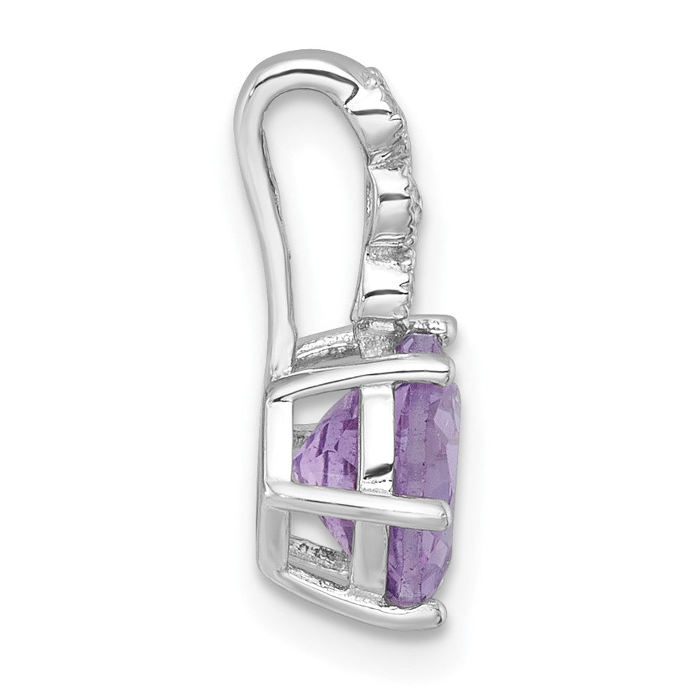 Sterling Silver RH-plated Polished Amethyst and White Topaz Chain Slide