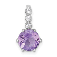 Sterling Silver RH-plated Polished Amethyst and White Topaz Chain Slide