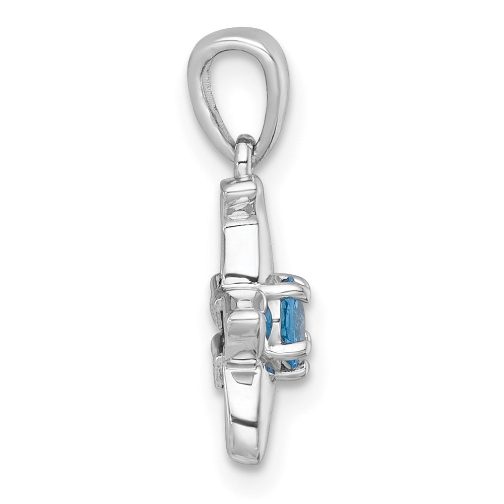 SS RH-plated Polished Light Swiss Blue Topaz Starfish Pendant