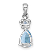 SS RH-pltd Polished Light Swiss Blue Topaz Floral Teardrop Pendant